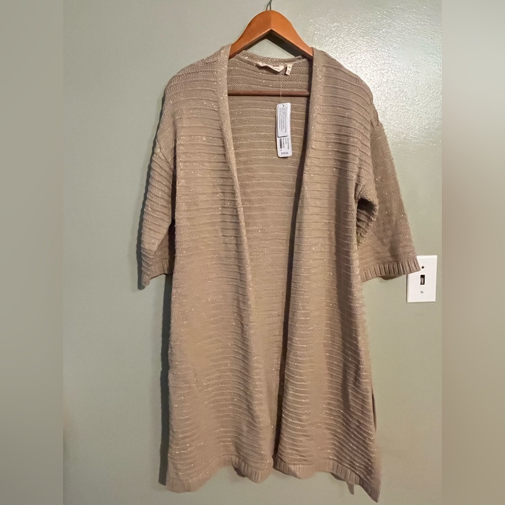 Soft Surroundings Beige Open-Front DusterCardigan Shimmer MP NWT
